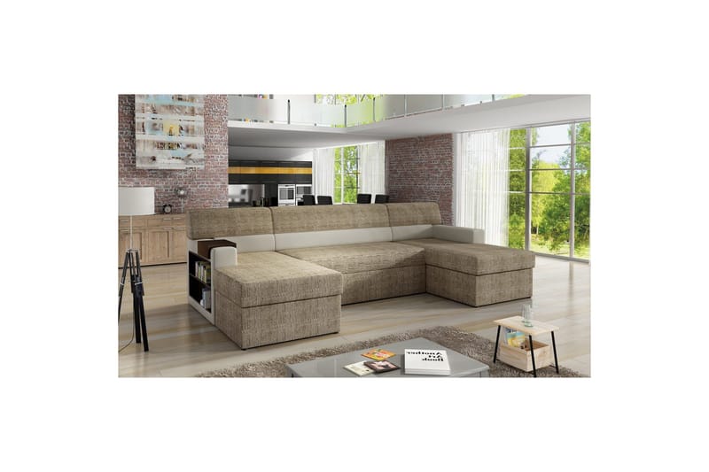 Seksjon Eltap Markos 310x159x90 cm - Berlin 03, Myk 33, Beige, Venstre - Møbler - Sofaer - Sovesofaer - U sovesofa