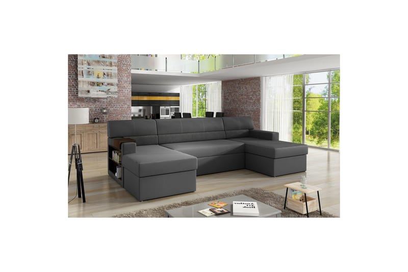 Seksjon Eltap Markos 310x159x90 cm - Soft 29, Dora 96, Grå, Sort, Venstre - Møbler - Sofaer - Sovesofaer - U sovesofa