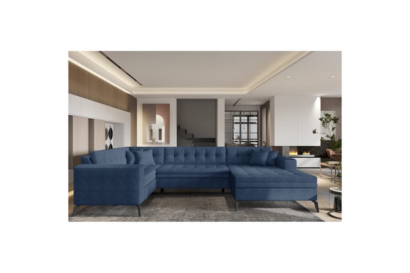 Seksjon Eltap Montez 340x180x93 cm - Gojo 40, Blå, Høyre - Møbler - Sofaer - Sovesofaer - Hjørnesovesofa