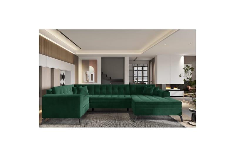 Seksjon Eltap Montez 340x180x93 cm - Loco 35, Mørkegrønn, Høyre - Møbler - Sofaer - Sovesofaer - Hjørnesovesofa