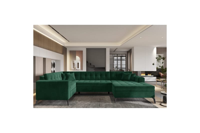 Seksjon Eltap Montez 340x180x93 cm - Loco 35, Mørkegrønn, Høyre - Møbler - Sofaer - Sovesofaer - Hjørnesovesofa
