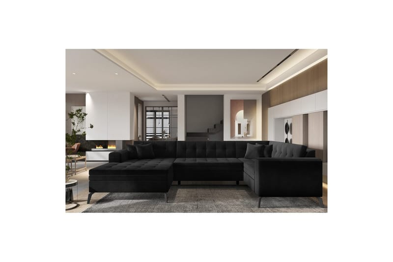 Seksjon Eltap Montez 340x180x93 cm - Lukso 10, Svart, Venstre - Møbler - Sofaer - Sovesofaer - Hjørnesovesofa