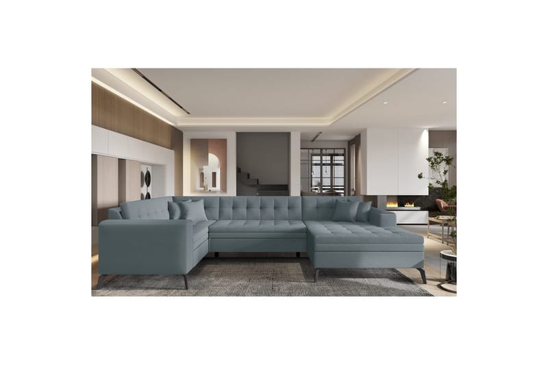 Seksjon Eltap Montez 340x180x93 cm - Savoi 100, Grå, Høyre - Møbler - Sofaer - Sovesofaer - Hjørnesovesofa