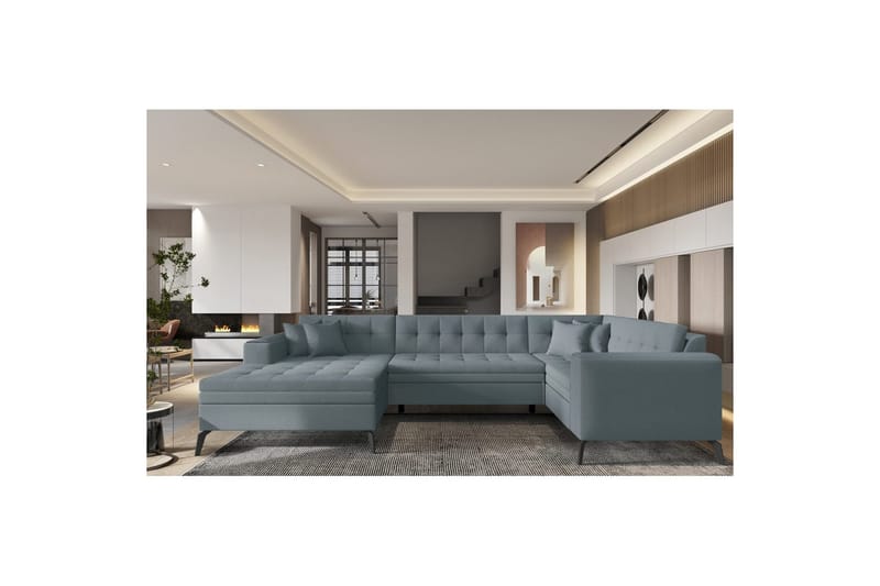 Seksjon Eltap Montez 340x180x93 cm, Savoi 100, Grå, Venstre