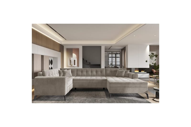 Seksjon Eltap Montez 340x180x93 cm - Sola 18, Beige, Høyre - Møbler - Sofaer - Sovesofaer - Hjørnesovesofa