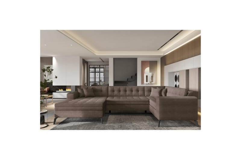 Seksjon Eltap Montez 340x180x93 cm - Poco 22, Brun, Venstre - Møbler - Sofaer - Sovesofaer - Hjørnesovesofa