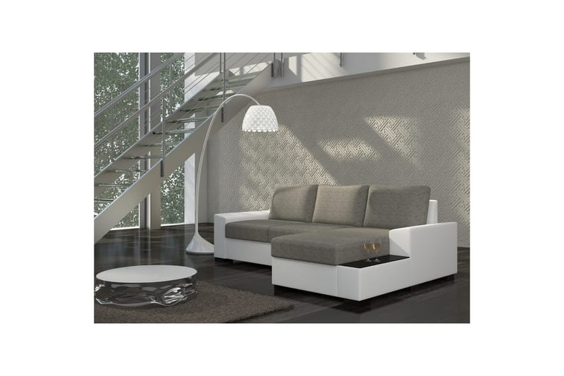 Seksjon Eltap Negro 245x165x90 cm - Berlin 01, Myk 17, Grå, Hvit, Høyre - Møbler - Sofaer - Sovesofaer - Sovesofa divan