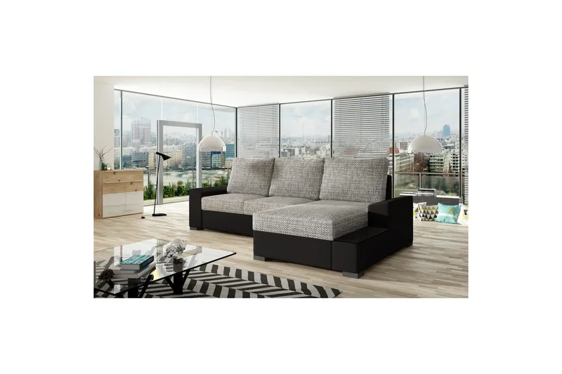 Seksjon Eltap Negro 245x165x90 cm - Berlin 01, Soft 11, Grå, Svart, Høyre - Møbler - Sofaer - Sovesofaer - Sovesofa divan