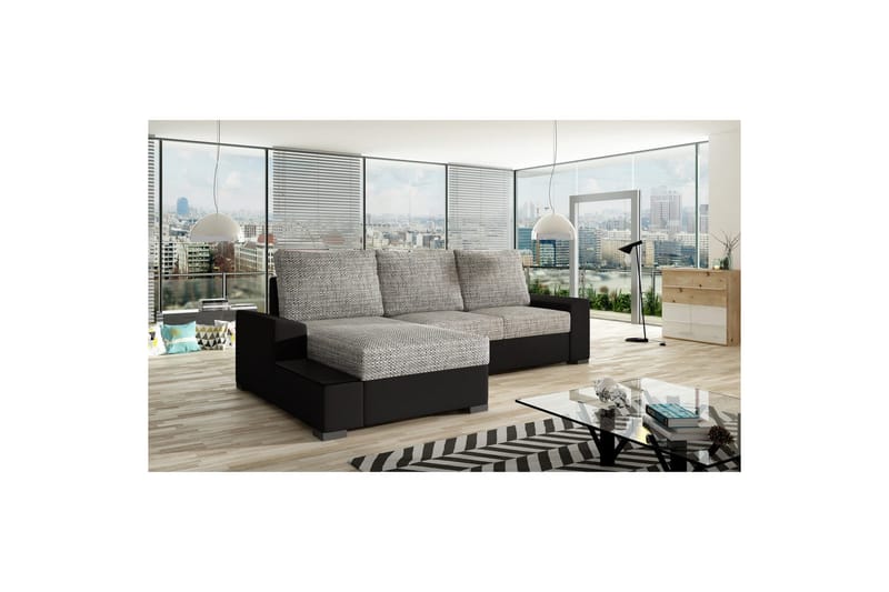 Seksjon Eltap Negro 245x165x90 cm - Berlin 01, Soft 11, Grå, Svart, Venstre - Møbler - Sofaer - Sovesofaer - Sovesofa divan