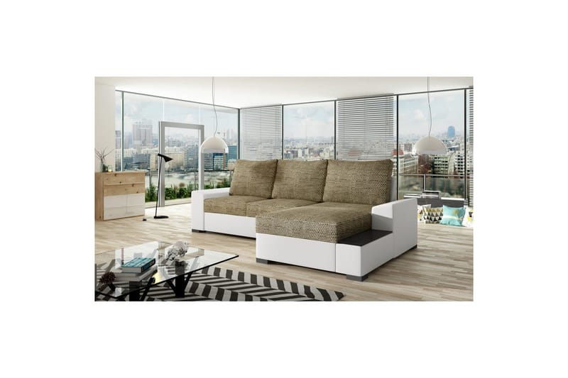 Seksjon Eltap Negro 245x165x90 cm - Berlin 03, Myk 17, Beige, Hvit, Høyre - Møbler - Sofaer - Sovesofaer - Sovesofa divan