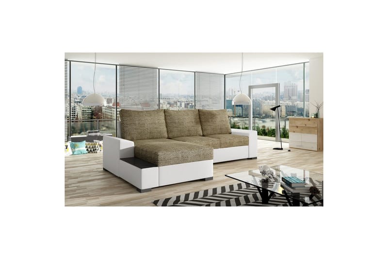 Seksjon Eltap Negro 245x165x90 cm, Berlin 03, Myk 17, Beige, Hvit, Venstre