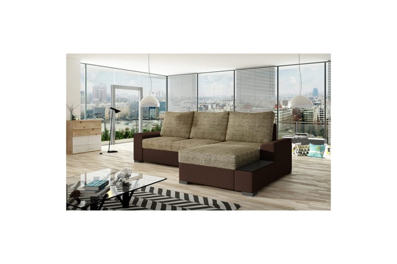 Seksjon Eltap Negro 245x165x90 cm, Berlin 03, Myk 66, Beige, Mørk Brun, Høyre