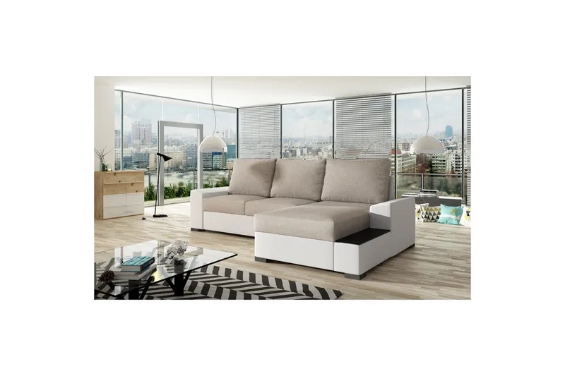 Seksjon Eltap Negro 245x165x90 cm, Dora 21, Soft 17, Beige, Hvit, Høyre