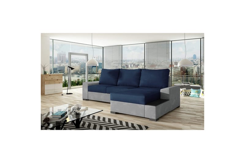 Seksjon Eltap Negro 245x165x90 cm, Kronos 09, Paros 05, Mørk blå, Lys grå, Høyre