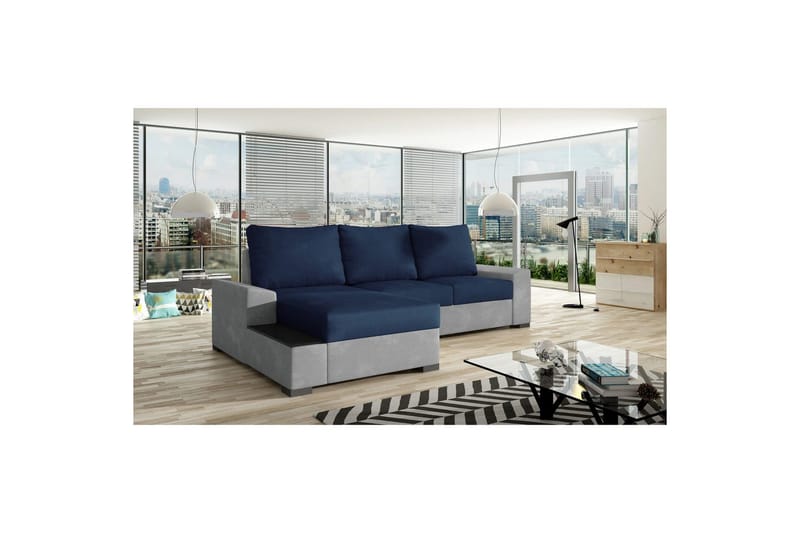 Seksjon Eltap Negro 245x165x90 cm, Kronos 09, Paros 05, Mørk blå, Lys grå, Venstre