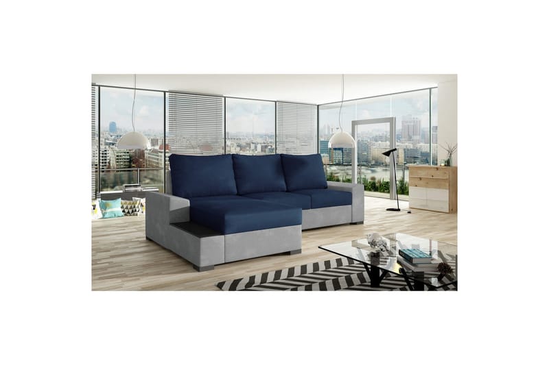 Seksjon Eltap Negro 245x165x90 cm - Kronos 09, Paros 05, Mørk blå, Lys grå, Venstre - Møbler - Sofaer - Sovesofaer - Sovesofa divan