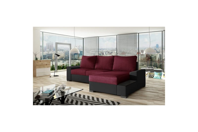 Seksjon Eltap Negro 245x165x90 cm - Malmo 63, Soft 11, Rød, Svart, Høyre - Møbler - Sofaer - Sovesofaer - Sovesofa divan