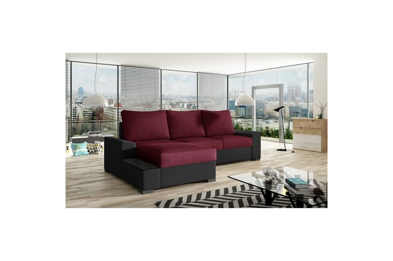 Seksjon Eltap Negro 245x165x90 cm - Malmo 63, Soft 11, Rød, Svart, Venstre - Møbler - Sofaer - Sovesofaer - Sovesofa divan