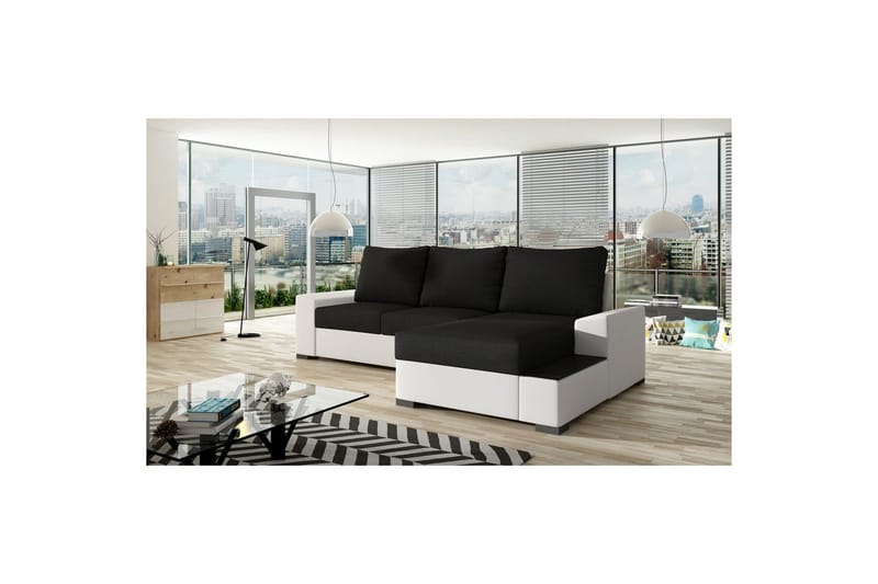 Seksjon Eltap Negro 245x165x90 cm - Sawana 14, Soft 17, Svart, Hvit, Høyre - Møbler - Sofaer - Sovesofaer - Sovesofa divan