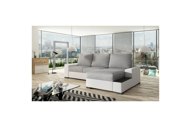 Seksjon Eltap Negro 245x165x90 cm - Sawana 21, Soft 17, Grå, Hvit, Høyre - Møbler - Sofaer - Sovesofaer - Sovesofa divan
