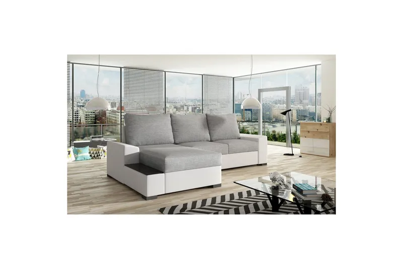 Seksjon Eltap Negro 245x165x90 cm, Sawana 21, Soft 17, Grå, Hvit, Venstre