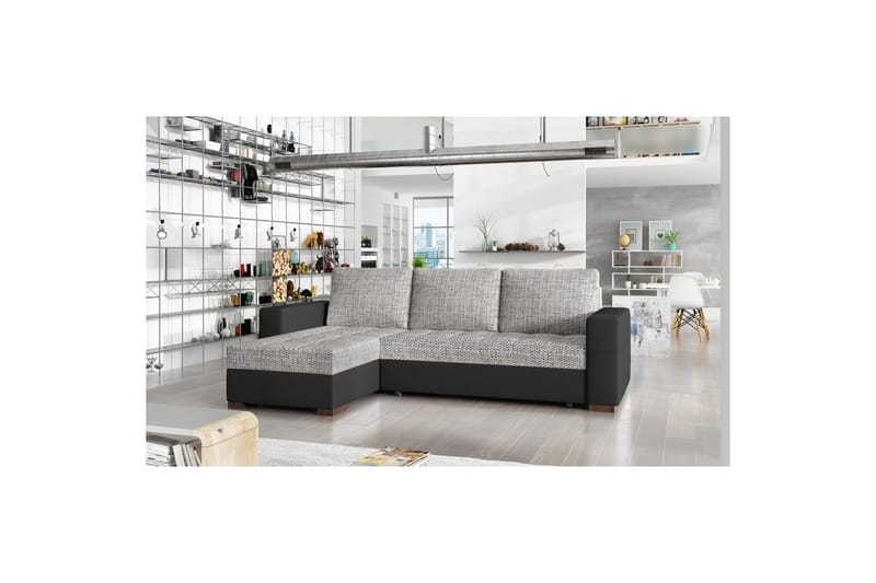 Seksjon Eltap Newark 237x150x90 cm - Berlin 01, Soft 11, Grå, Svart - Møbler - Sofaer - Sovesofaer - Sovesofa divan