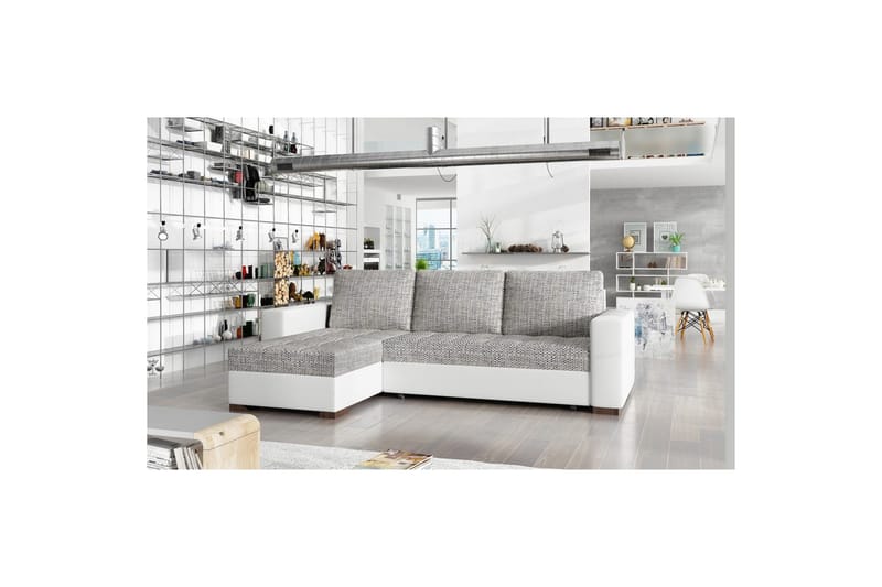 Seksjon Eltap Newark 237x150x90 cm - Berlin 01, Soft 17, Grå, Hvit - Møbler - Sofaer - Sovesofaer - Sovesofa divan