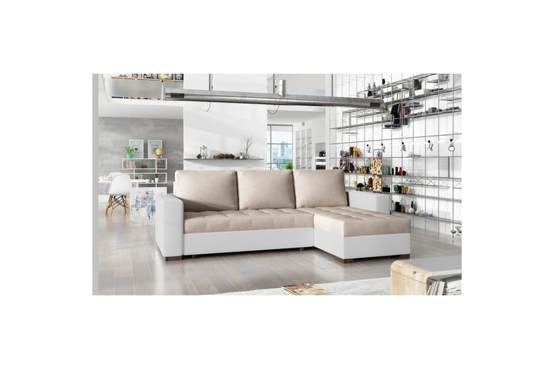 Seksjon Eltap Newark 237x150x90 cm - Dora 21, Soft 17, Beige, Hvit - Møbler - Sofaer - Sovesofaer - Sovesofa divan