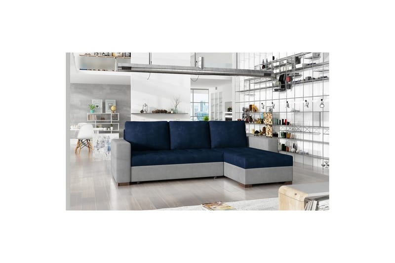 Seksjon Eltap Newark 237x150x90 cm - Kronos 09, Paros 05, Mørk Blå, Lys Grå - Møbler - Sofaer - Sovesofaer - Sovesofa divan
