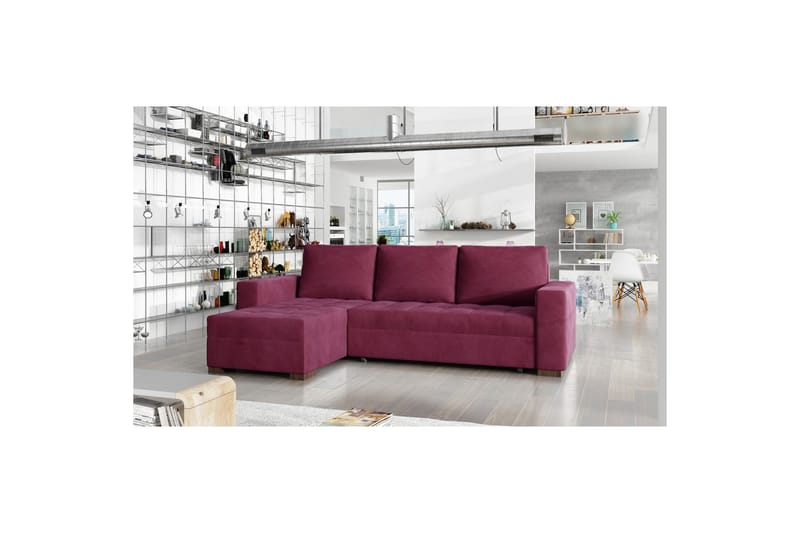 Seksjon Eltap Newark 237x150x90 cm - Mat Velvet 68, Rød - Møbler - Sofaer - Sovesofaer - Sovesofa divan