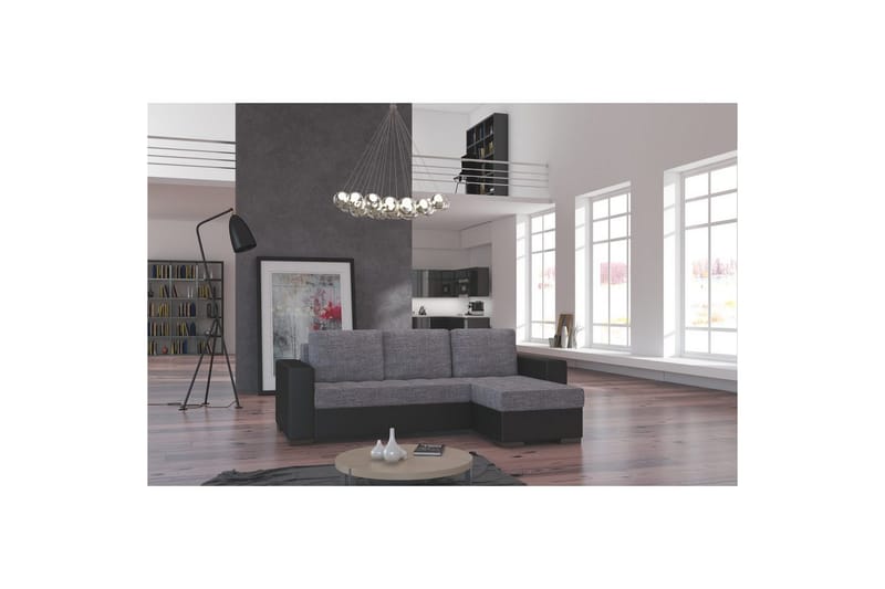 Seksjon Eltap Newark 237x150x90 cm, Sawana 05, Soft 11, Grå, Svart