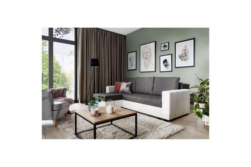 Seksjon Eltap Newark 237x150x90 cm - Sawana 05, Soft 17, Grå, Hvit - Møbler - Sofaer - Sovesofaer - Sovesofa divan