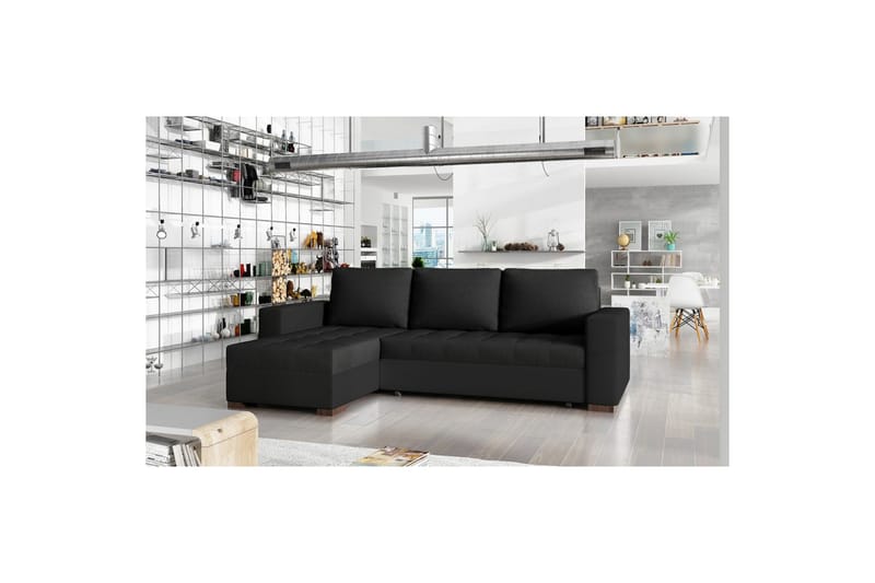 Seksjon Eltap Newark 237x150x90 cm - Sawana 14, Soft 11, Svart - Møbler - Sofaer - Sovesofaer - Sovesofa divan