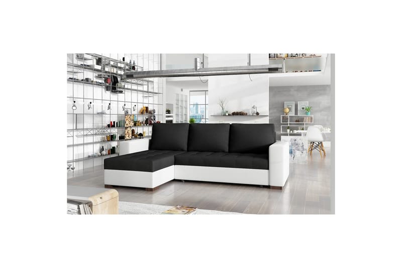Seksjon Eltap Newark 237x150x90 cm - Sawana 14, Soft 17, Svart, Hvit - Møbler - Sofaer - Sovesofaer - Sovesofa divan