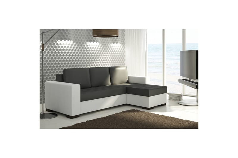 Seksjon Eltap Newark 237x150x90 cm - Soft 11, Soft 17, Svart, Hvit - Møbler - Sofaer - Sovesofaer - Sovesofa divan