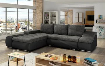 Seksjon Eltap Ontario 295x200x82 cm - Berlin 02, Soft 11, Svart, Venstre - Møbler - Sofaer - Sovesofaer - Sovesofa divan