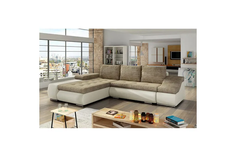 Seksjon Eltap Ontario 295x200x82 cm, Berlin 03, Soft 33, Beige, Venstre