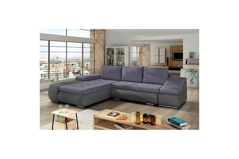 Seksjon Eltap Ontario 295x200x82 cm - Soro 65, Soro 93, Lilla, Grå, Venstre - Møbler - Sofaer - Sovesofaer - Sovesofa divan