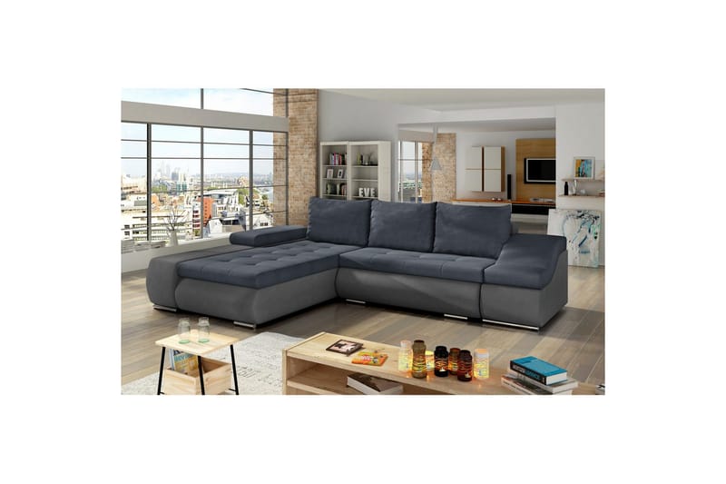 Seksjon Eltap Ontario 295x200x82 cm - Soro 76, Soro 93, Blå, Grå, Venstre - Møbler - Sofaer - Sovesofaer - Sovesofa divan
