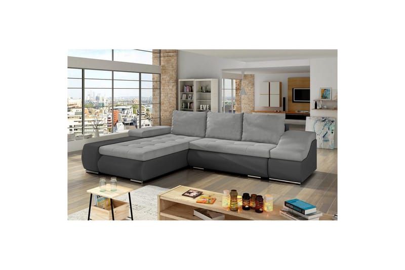 Seksjon Eltap Ontario 295x200x82 cm, Soro 83, Soft 29, Hvit, Grå, Venstre