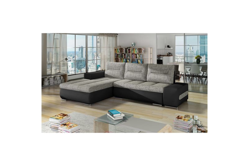 Seksjon Eltap Ottavio 275x180x85 cm - Berlin 01, Soft 11, Grå, Svart, Venstre - Møbler - Sofaer - Sovesofaer - Sovesofa divan
