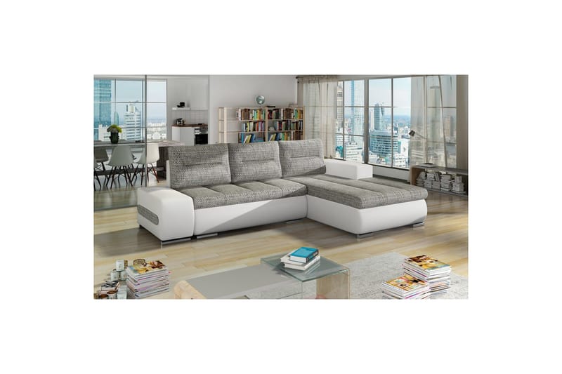 Seksjon Eltap Ottavio 275x180x85 cm - Berlin 01, Soft 17, Grå, Hvit, Høyre - Møbler - Sofaer - Sovesofaer - Sovesofa divan