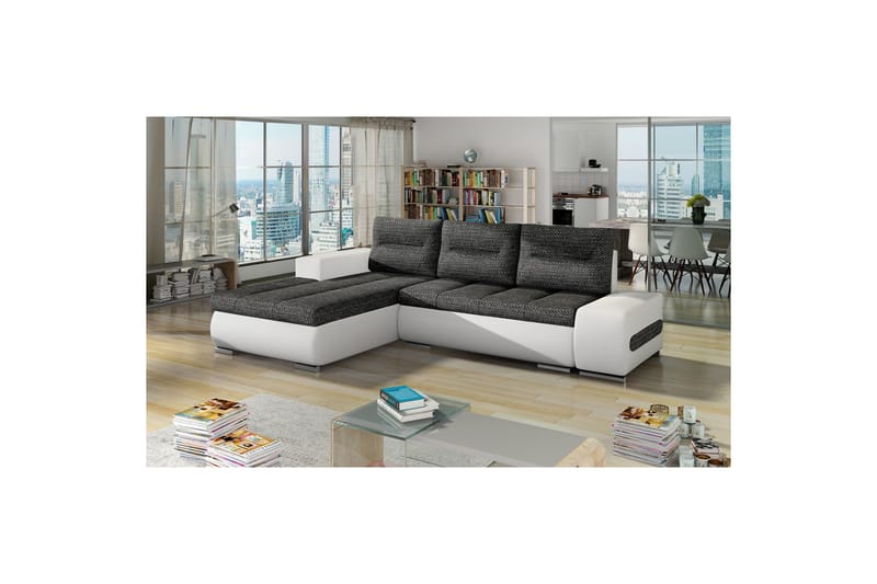 Seksjon Eltap Ottavio 275x180x85 cm - Berlin 02, Soft 17, Svart, Hvit, Venstre - Møbler - Sofaer - Sovesofaer - Sovesofa divan