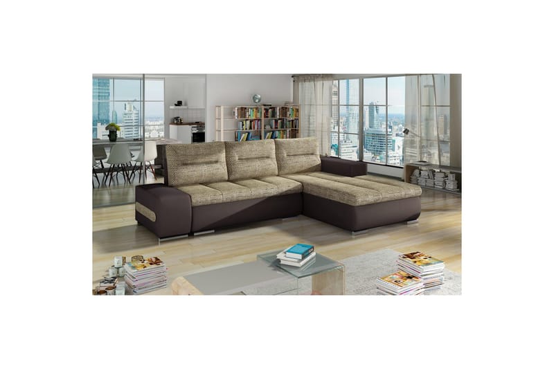 Seksjon Eltap Ottavio 275x180x85 cm - Berlin 03, Soft 66, Beige, Mørkebrun, Høyre - Møbler - Sofaer - Sovesofaer - Sovesofa divan