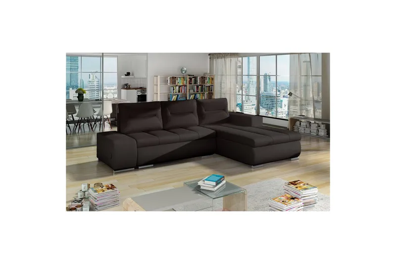 Seksjon Eltap Ottavio 275x180x85 cm, Soft 66, Soft 15, Mørk brun, Svart, Høyre