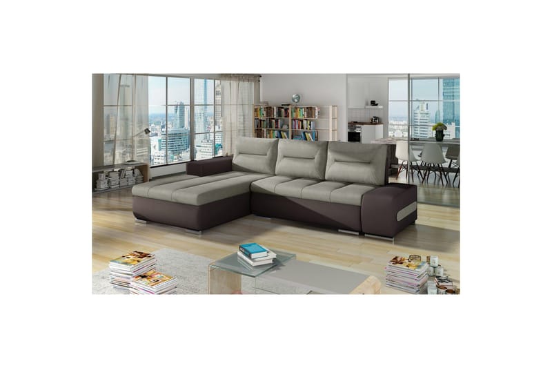 Seksjon Eltap Ottavio 275x180x85 cm - Soro 13, Soft 66, Beige, Mørk Brun, Venstre - Møbler - Sofaer - Sovesofaer - Sovesofa divan