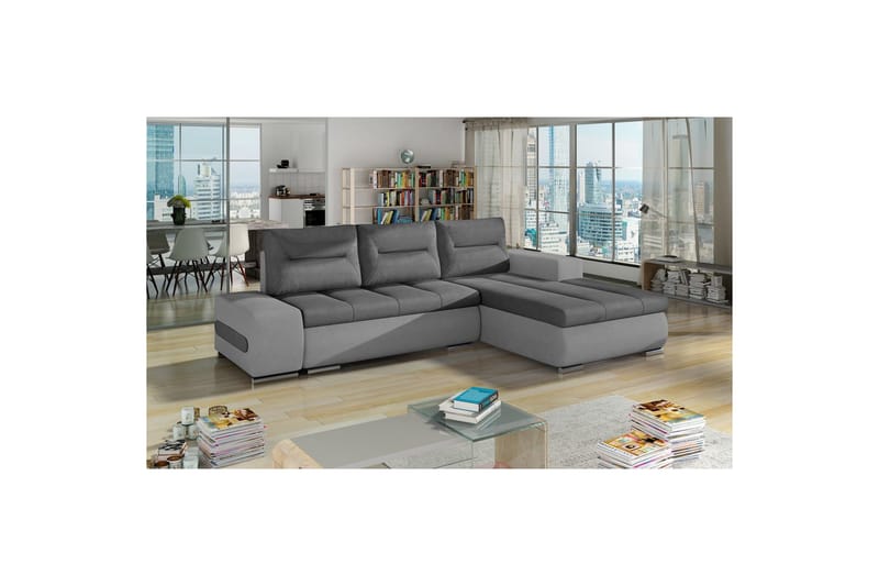 Seksjon Eltap Ottavio 275x180x85 cm - Soro 93, Soro 83, Grå, Hvit, Høyre - Møbler - Sofaer - Sovesofaer - Sovesofa divan