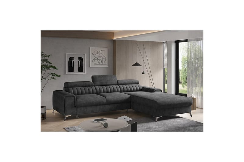 Seksjonssofa Eltap Grayson 278x205x92 cm - Leve 6, Mørk Grå, Høyre - Møbler - Sofaer - Sovesofaer - Sovesofa divan