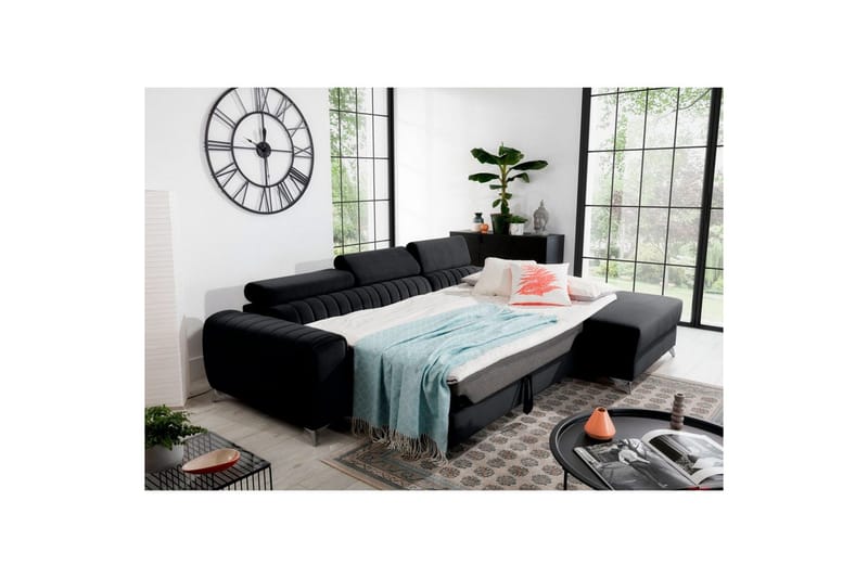 Seksjonssofa Eltap Grayson 278x205x92 cm - Loco 10, Svart, Høyre - Møbler - Sofaer - Sovesofaer - Sovesofa divan