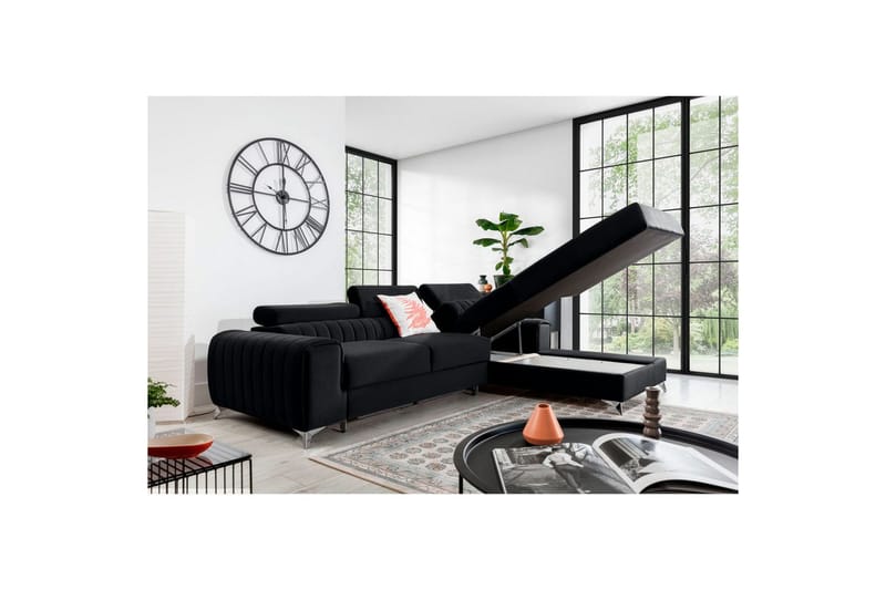 Seksjonssofa Eltap Grayson 278x205x92 cm - Loco 10, Svart, Høyre - Møbler - Sofaer - Sovesofaer - Sovesofa divan
